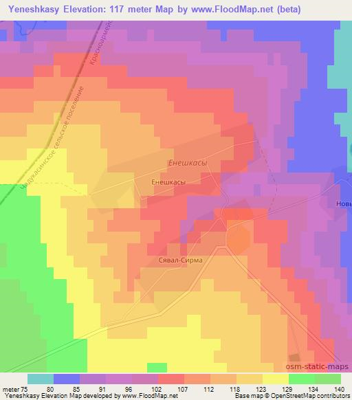Yeneshkasy,Russia Elevation Map