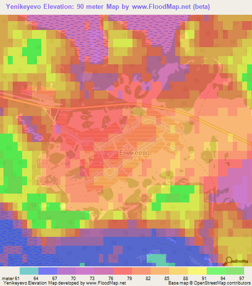 Yenikeyevo,Russia Elevation Map