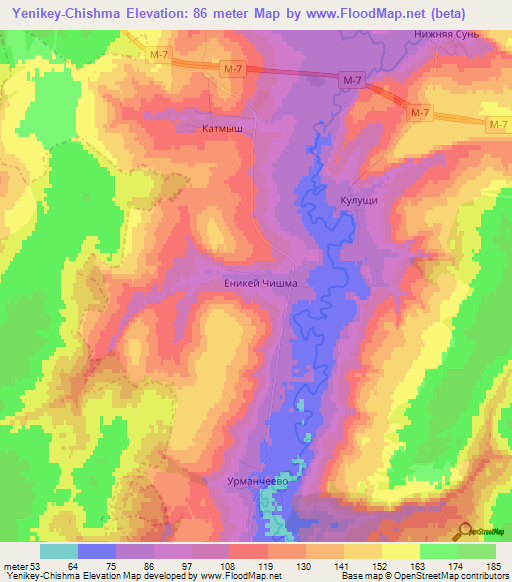 Yenikey-Chishma,Russia Elevation Map