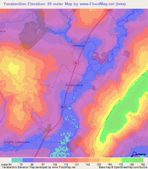 Yenaberdino,Russia Elevation Map