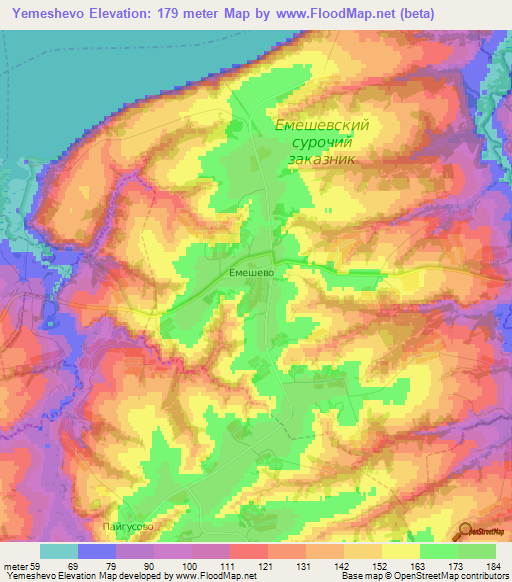 Yemeshevo,Russia Elevation Map