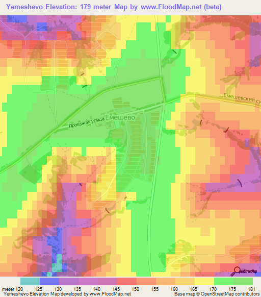 Yemeshevo,Russia Elevation Map