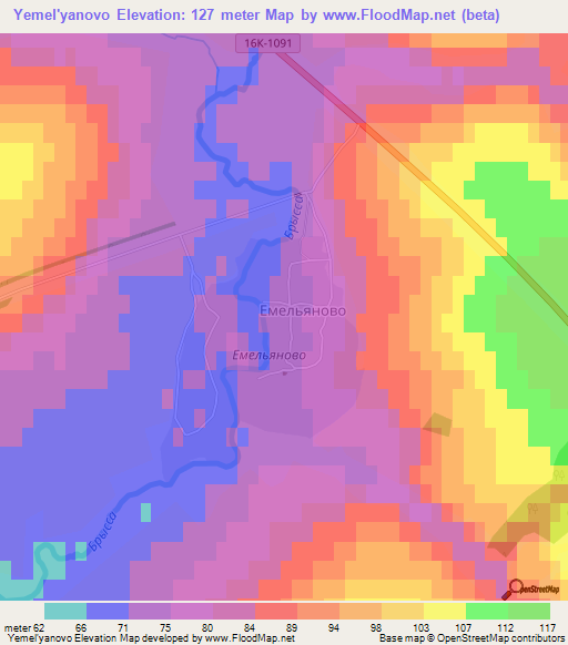 Yemel'yanovo,Russia Elevation Map