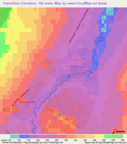 Yemel'kino,Russia Elevation Map