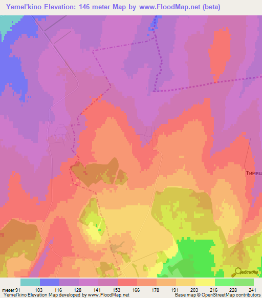 Yemel'kino,Russia Elevation Map