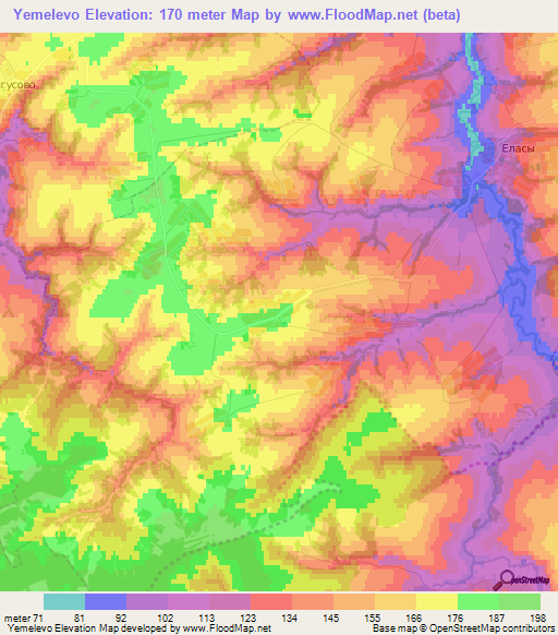 Yemelevo,Russia Elevation Map