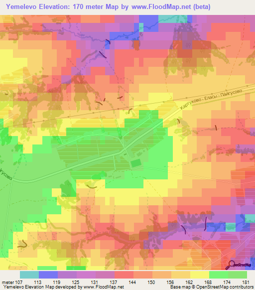 Yemelevo,Russia Elevation Map