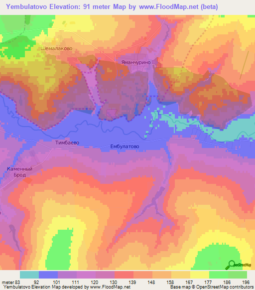 Yembulatovo,Russia Elevation Map