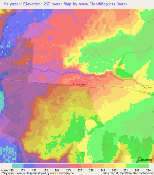 Yelyuzan',Russia Elevation Map