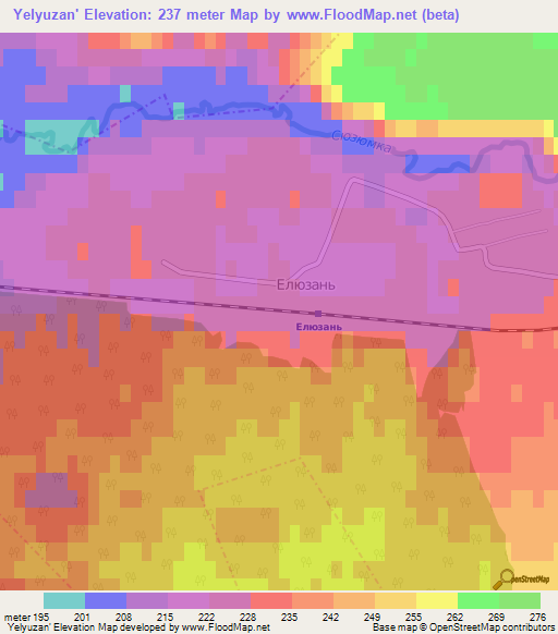 Yelyuzan',Russia Elevation Map