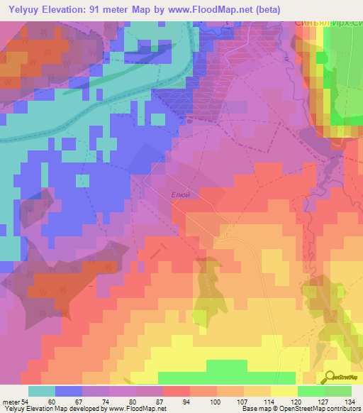 Yelyuy,Russia Elevation Map