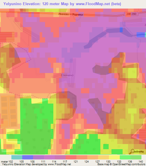 Yelyunino,Russia Elevation Map