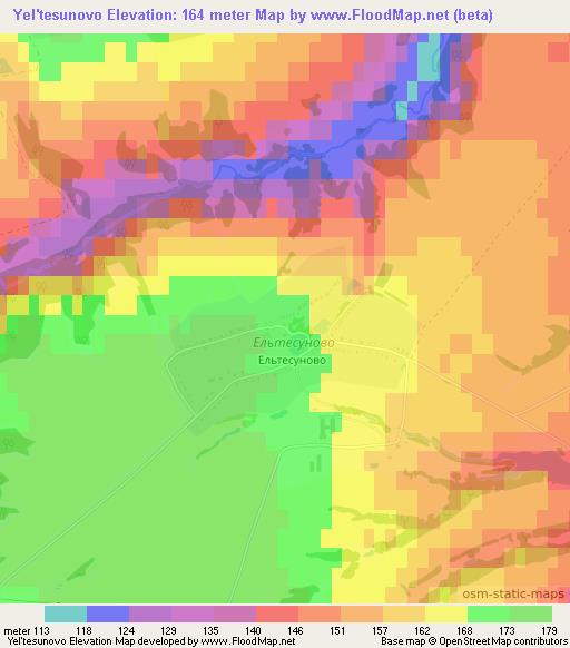 Yel'tesunovo,Russia Elevation Map