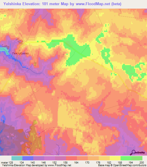 Yelshinka,Russia Elevation Map