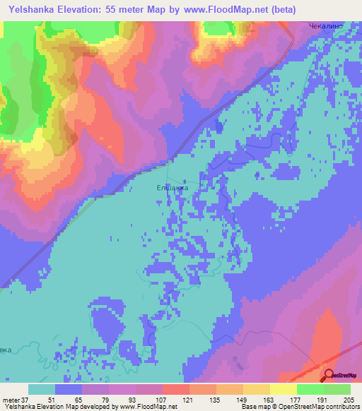 Yelshanka,Russia Elevation Map