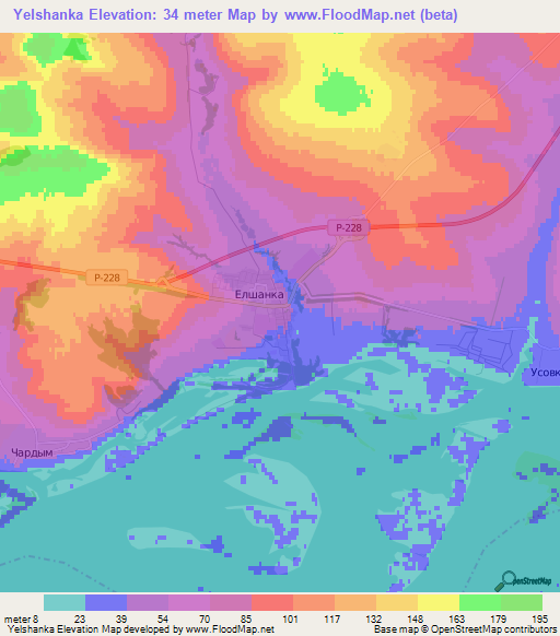 Yelshanka,Russia Elevation Map