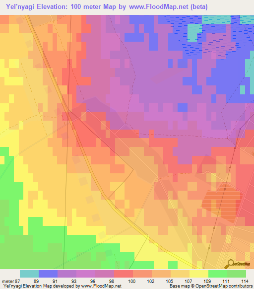 Yel'nyagi,Russia Elevation Map