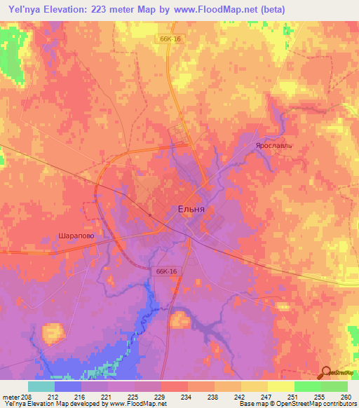 Yel'nya,Russia Elevation Map