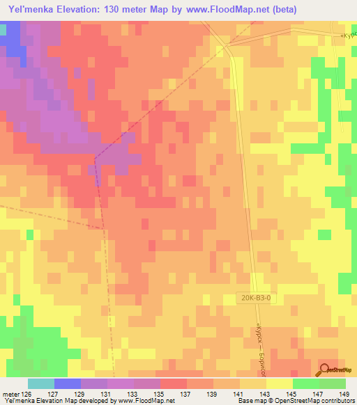 Yel'menka,Russia Elevation Map