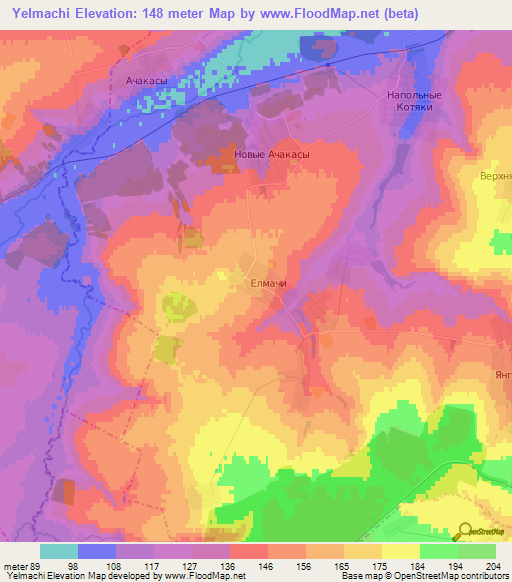 Yelmachi,Russia Elevation Map