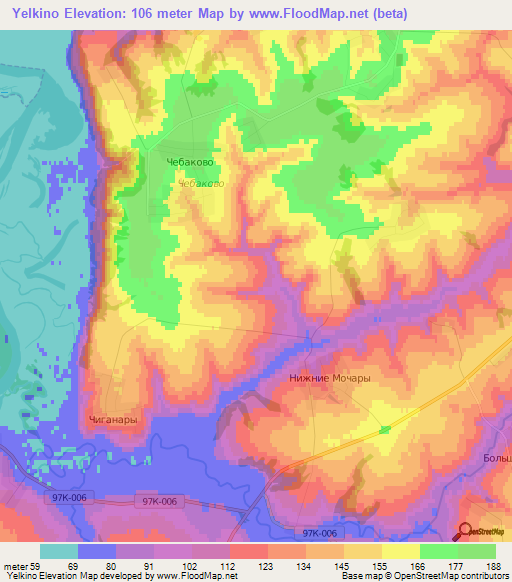 Yelkino,Russia Elevation Map