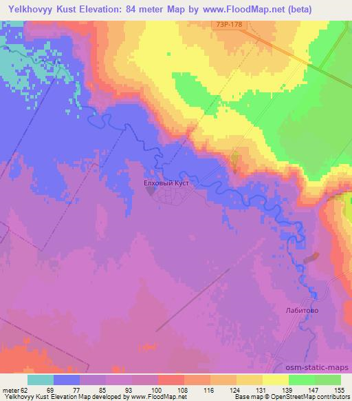 Yelkhovyy Kust,Russia Elevation Map