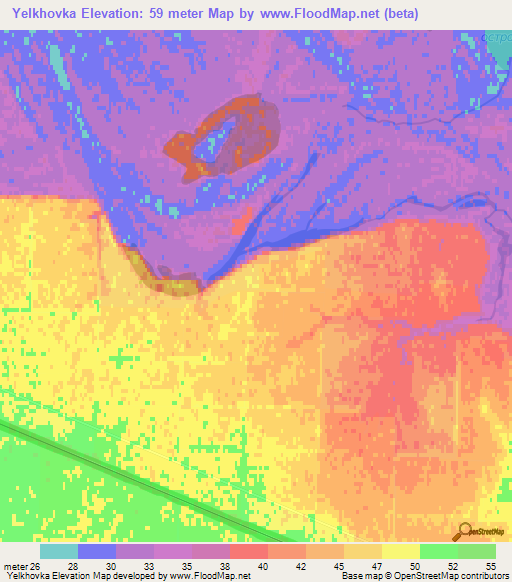 Yelkhovka,Russia Elevation Map