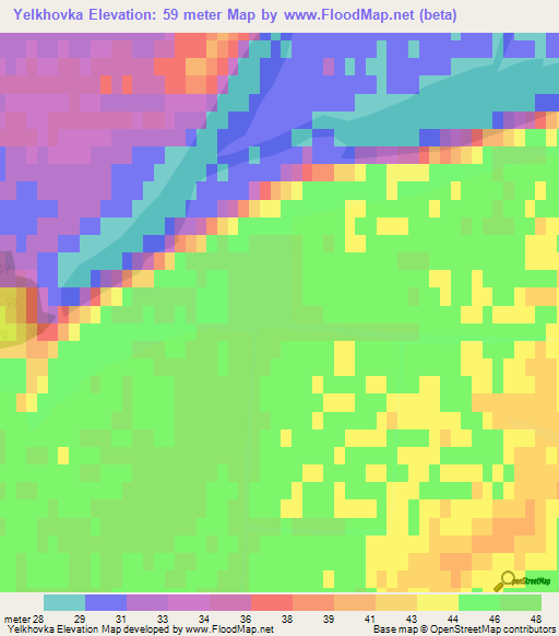 Yelkhovka,Russia Elevation Map