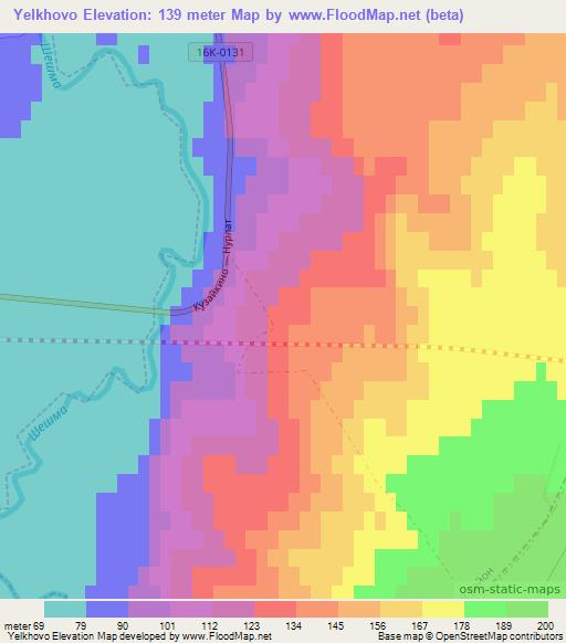 Yelkhovo,Russia Elevation Map