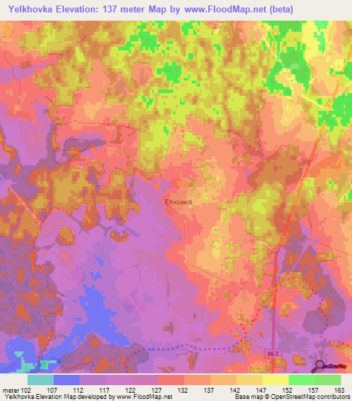 Yelkhovka,Russia Elevation Map