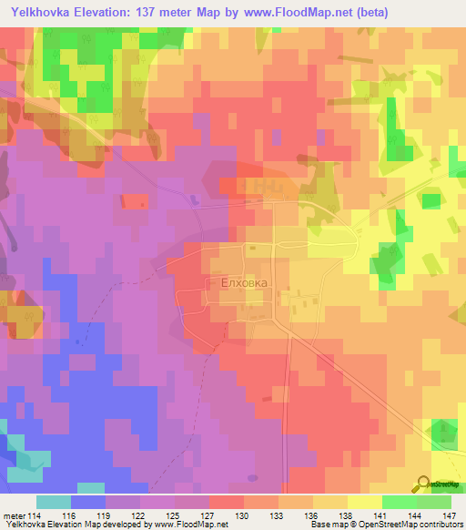 Yelkhovka,Russia Elevation Map