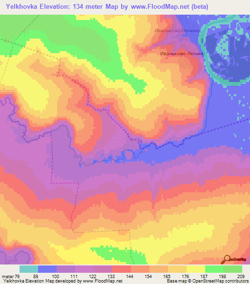 Yelkhovka,Russia Elevation Map