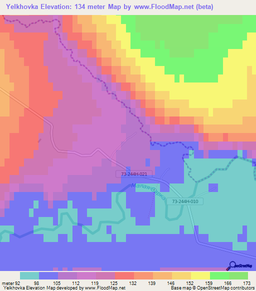 Yelkhovka,Russia Elevation Map