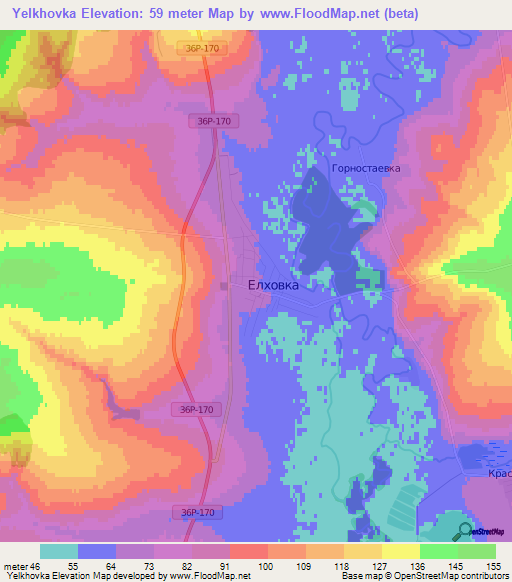 Yelkhovka,Russia Elevation Map