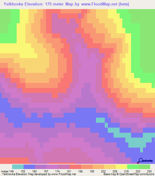 Yelkhovka,Russia Elevation Map