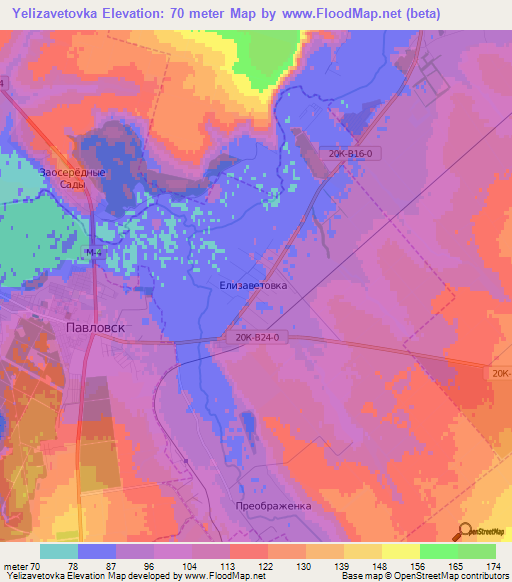 Yelizavetovka,Russia Elevation Map