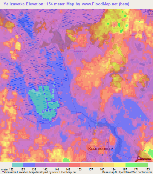 Yelizavetka,Russia Elevation Map