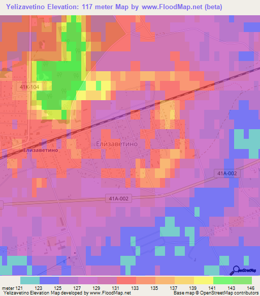 Yelizavetino,Russia Elevation Map