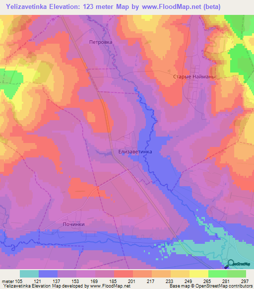 Yelizavetinka,Russia Elevation Map