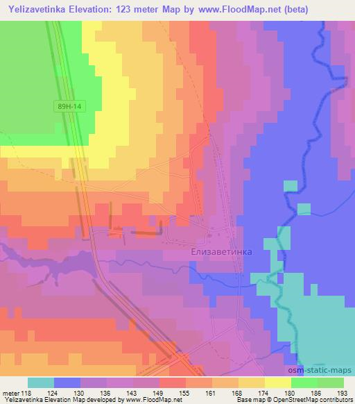 Yelizavetinka,Russia Elevation Map