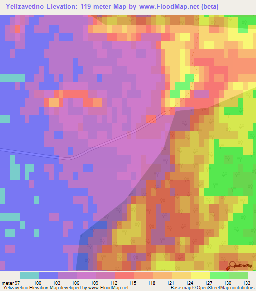 Yelizavetino,Russia Elevation Map