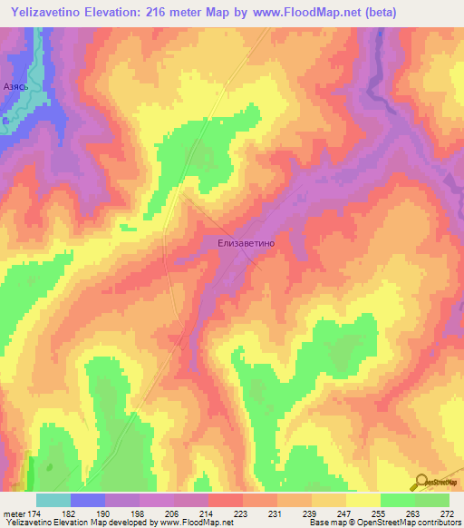 Yelizavetino,Russia Elevation Map