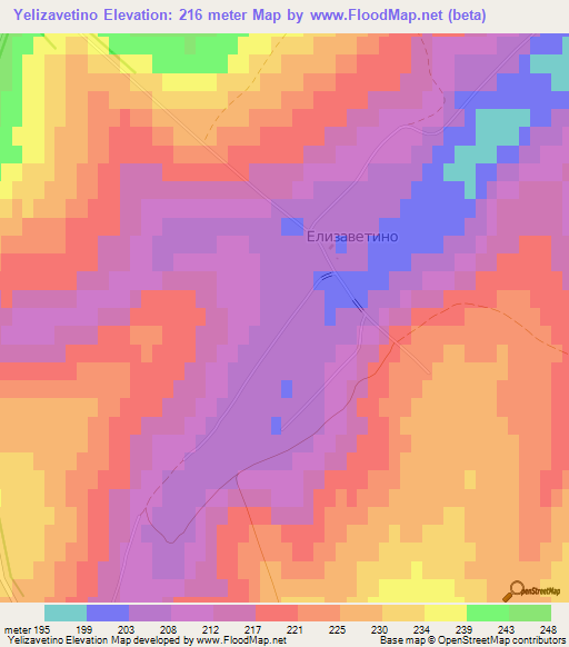 Yelizavetino,Russia Elevation Map