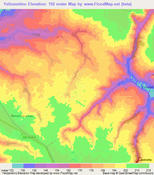 Yelizavetino,Russia Elevation Map