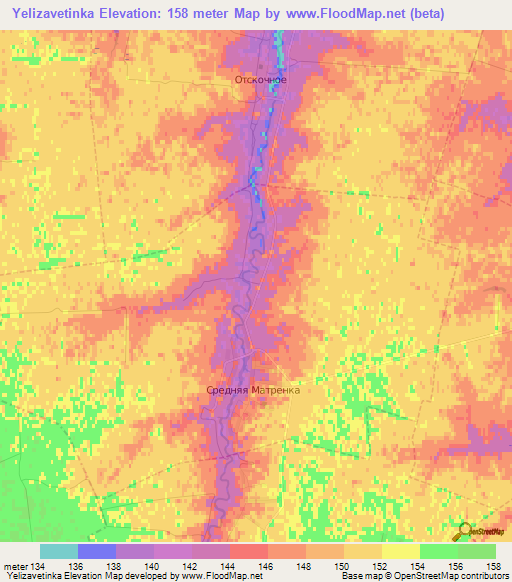 Yelizavetinka,Russia Elevation Map