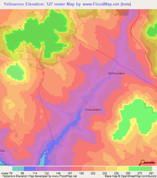 Yelizarovo,Russia Elevation Map