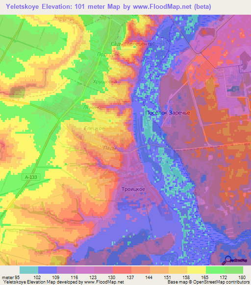 Yeletskoye,Russia Elevation Map