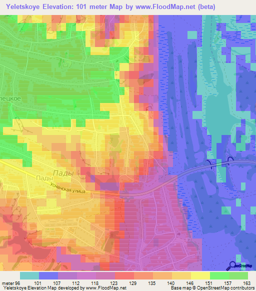 Yeletskoye,Russia Elevation Map