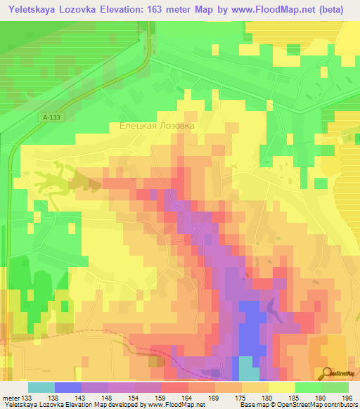 Yeletskaya Lozovka,Russia Elevation Map