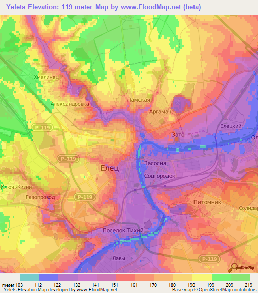 Yelets,Russia Elevation Map